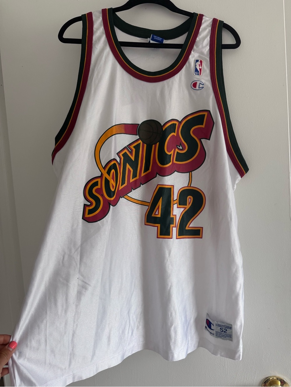 Champion Seattle Sonics White NBA Jersey #42